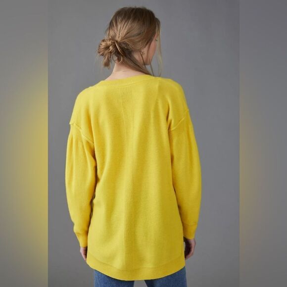 Pilcro Anthropologie Kelly Oversized Cashmere Cardigan XL yellow NWT - Picture 2 of 4